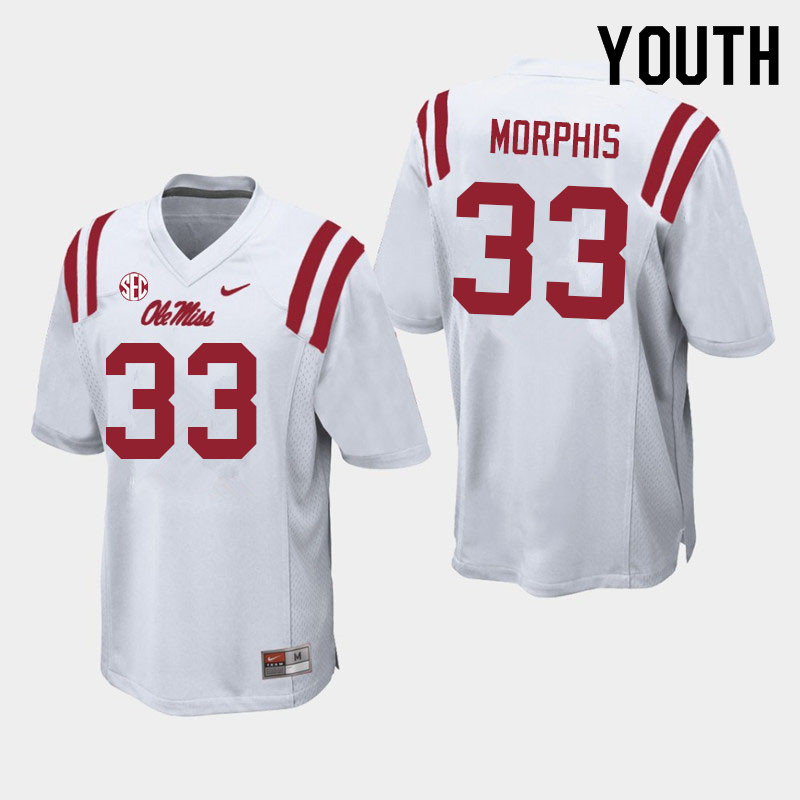 Austin Morphis Ole Miss Rebels NCAA Youth White #33 Stitched Limited College Football Jersey PZD2858IO